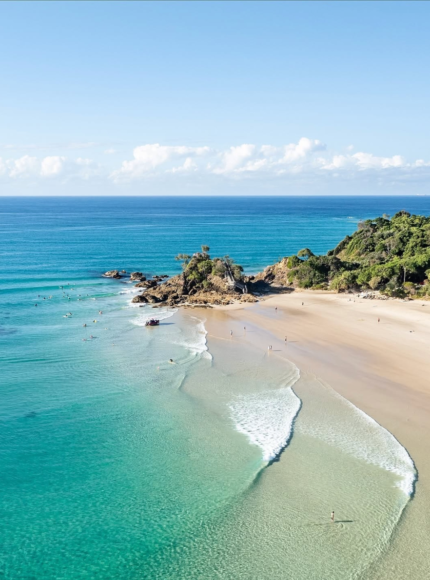 Aerial view of an Australian beach with turquoise water